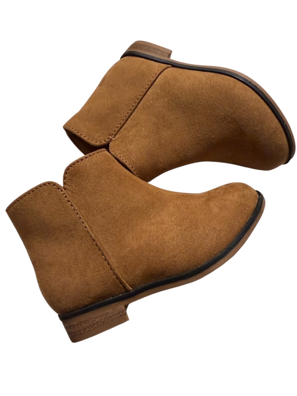 Cat & Jack Ankle Boots in Tan Faux Suede Side Zippers New Size 6
